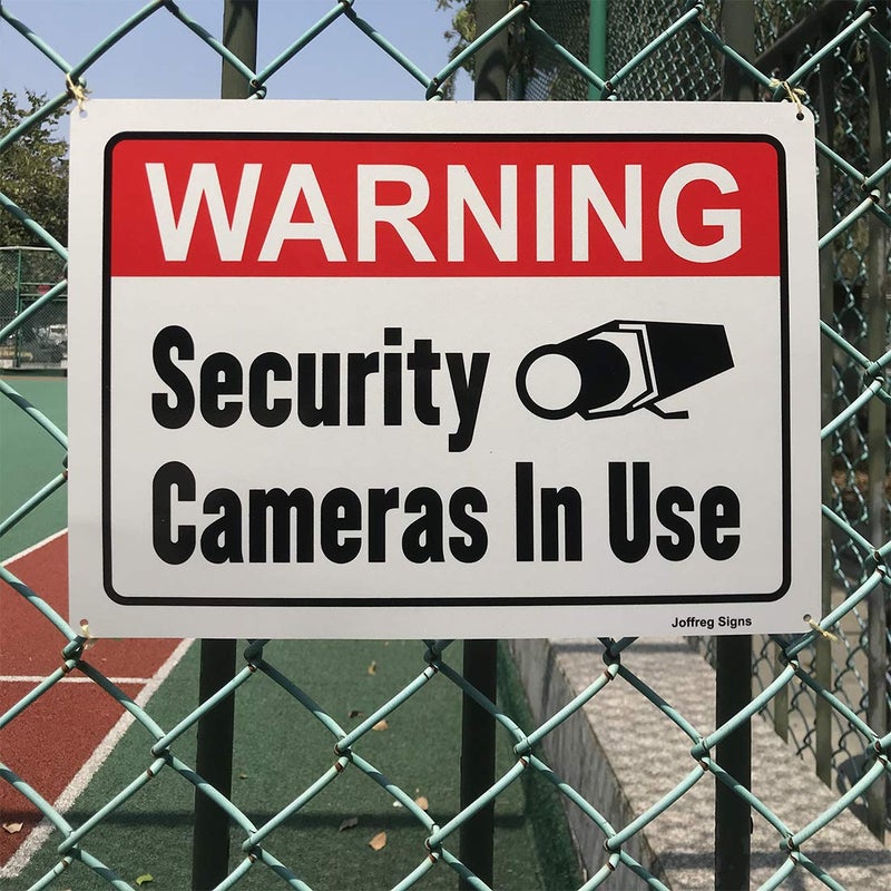 Joffreg Warning Security Cameras in Use Sign,14 x 10 Inches,Reflective Aluminum,UV Printed,Weather Resistant,Waterproof,Durable Ink,Easy to Mount,Outdoor or Indoor Use,2 Pack - Image 3